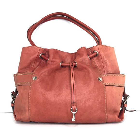 Fossil Handbags - Fossil Red Leather Drawstring Handle Hobo Shoulder Bag